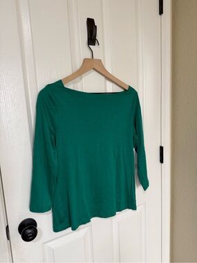 TALBOTS Green Long-Sleeve Boatneck Top
